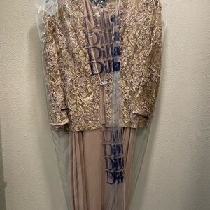 Jessica Howard Gold Lace Dress with Jacket